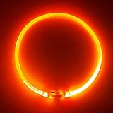 PetSol LED Leuchthalsband für Hunde USB Aufladbar LED Hundehalsband Stück hundehalsband Leuchtend Wiederaufladbares und Längenverstellbareres mit DREI Beleuchtungsmodi für Hunde und Katzen (Orange)