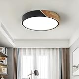 Moderne und schlichte LED-Deckenlampe Macaron kreative Deckenlampe Kinderzimmer Rundlampe eingebettete Holzmaserung Deckenlampe stufenlos dimmbar kinderzimmergeeignet Wohnzimmer Schlafzimmer Arb