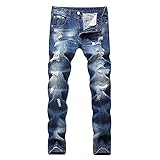 Damen Herren Jean Fit Hosen High Waist Skinny Herren Jeans Fashion Blue Straight Skinny Hole Pants Jeans Herren Denim Hosen 29 B