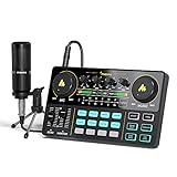 Maono DJ Controller Schnittstelle mit DJ Mischer und Soundkarte, AM200-S1 Audio Interface ALL-IN-ONE Podcast-Produktionsstudio mit 16-mm-Großmembranmikrofon für Live-Streaming, PC,