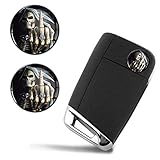 SkinoEu® 2 x Ø14mm Skull Schädel Totenkopf Schlüssel Emblem Aufkleber Stickers Für Fernbedienung Auto Moto Logo Key Badge Tuning KS 159