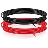 JatilEr 2,50mm² Fahrzeugleitung 5m, KFZ Kabel Litzenkabel, PVC Kupferkabel Litze Batterie Kabel Set als Ring - Rot und Schwarz je Farbe EIN 5m Ring