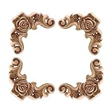 Gaodpz 4 Teile/Satz Rose Floral Holz Geschnitzte Aufkleber Ecke Applique Dekorieren Rahmen Wandtüren Möbel Figuren Schrank Dekorative Handwerk (Farbe : B)