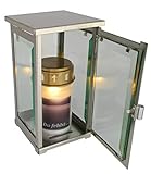 Grablicht, Grablaterne, Grablampe modern aus Edelstahl inkl. LED-Grab