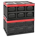 2 Stück Faltbare Aufbewahrungsbehälter mit Deckel Kisten Kunststoff Klappbox Transportbox Container 30L Lagerbehälter Für Kleidung, Bücher, Snack Aufbewahrungsboxen Regalkörbe Storage Box - Schw