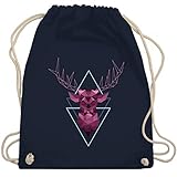 Shirtracer Oktoberfest Tasche Party Accessoires - Hirsch Geometrisch - Unisize - Navy Blau - hirsch beutel - WM110 - Turnbeutel und Stoffbeutel aus Baumw