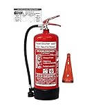 6 L Schaum Feuerlöscher Brandklasse AB DIN EN 3 + GS, Manometer, Wandhalter, Messingarmatur Sicherheitsventil, Standfuß, Schaumlöscher (Mit Prüfnachweis u. Jahresmarke)