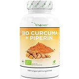 Bio Curcuma - 365 vegane Kapseln - 4560 mg (Bio Kurkuma + schwarzer Pfeffer) pro Tagesportion - Mit Curcumin & Piperin - Laborgeprüft - Hochdosiert - Veg