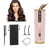 Automatischer Lockenstab, Auto Multifunktionaler Lockenwickler Air Curler Curl mit 6 Temperatur- und Zeiteinstellungen LCD Display, Tragbar, Schnell, Einfach und Effektiv, Ideal als Geschenk (Rosa)