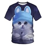 T-Shirt Herren Sommer Rundhals 3D Tierdruck Shirt Herren Mode Moderner Einzigartig Urban Style Tops Herren Lässig Cosplay Party All-Match T-Shirt H