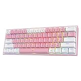 Redragon K617 Fizz 60% kabelgebundene RGB-Gaming-Tastatur, 61 Tasten, kompakte mechanische Tastatur mit weißen und rosa gemischten Tastenkappen, linearer roter Schalter, Pro Treiberunterstützung