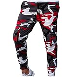 BIBOKAOKE Herren Jogginghose Camouflage Freizeithose Sporthose: Trainingshose Fitnesshose Leicht Outdoor Trekkinghose Casual Loose Laufhose Lang Heimhose Wanderhose Sweatpants Elastic W