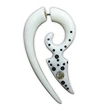 Fake Ohr Piercing Bone Knochen Edelstahl weiß Plug Pfeil Schwan Phönix Dehner Ohrstecker Ohrring |unisex Schmuck Herren Damen Expander Lobe Tribal Hook Organic Perlmutt Spiralen Paua Pfeil rechtes O