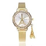 Fresofy Uhren Armbanduhr Quarzuhr Analog Damen Schmuck Diamond-Studded Stilvollem Metallic-Ziffernblatt Mode Frauen Mädchen Quarzuhr Zifferblatt Bracelet Armbanduhr Exquisit Delicate W