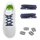 MAXX laces elastische Schnürsenkel flach für alle Schuhe - Schnellverschluss Schnürbänder ohne binden für Damen, Herren, Kinder - Sneaker, Sportschuh, Arbeitsschuh, Trekkingschuh [Navy]