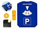 GibtPlus+ Parkscheibe 5 in 1 Parkuhr mit Reifenprofiltiefenmesser, Eiskratzer und Einkaufswagenchip Kunststoff blau fü