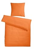 Carpe Sonno Seersucker Bettwäsche 155x220 cm Orange – atmungsaktive kühle Sommerbettwäsche Übergröße - Bettdecken und Kopfkissenbezug 80x80 cm aus Reiner Baumwolle mit Reißverschluss – Set 2teilig