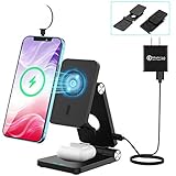 ALOYED Magnetisch / für Magsafe Tragbare Station, 3 in 1 Wireless Charging Faltbarer Ständer für iPhone 12/12 Pro/12 Pro Max, iWatch Serie, AirPods Pro/2(mit QC 3.0 18W Adapter)