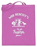 shirt-o-magic Landwirt: Ich geh Traktor fahren! - Jutebeutel (mit langen Henkeln) -38cm-42cm-Pink