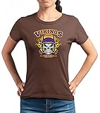 Vikings American Football The Vikes Minnesota T-Shirt Frauen Shirt, Größe:M, Farbe:Braun (Chocolate L191)