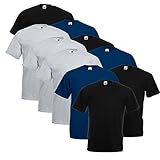 10 Fruit of the loom T Shirts Valueweight T Rundhals S M L XL XXL 3XL 4XL 5XL Übergröße Diverse Farbsets auswählbar (XL, 4 Schwarz / 3 Navyblau / 3 Grau)