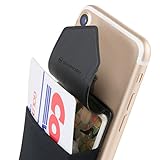 Sinjimoru Handy Kartenetui für Kreditkarten & Bargeld, Slim Wallet Smartphone Kartenhalter zum aufkleben ID Card Holder für iPhone und Android, Sinji Pouch Flap Schw