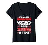 Damen Ich Hasse Menschen Aber Anime Ist Toll Weeb Otaku Animes T-Shirt mit V