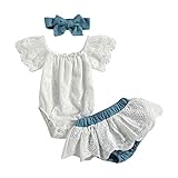 Eghunooye Neugeborenes Baby Mädchen Rosa Kleidung Outfits Sorry Boys Daddy SAYS NO Dating Print Kurzarm Strampler Leopard Hosen mit Stirnband Mode 3Stücke Kleidung Set (Spitze, 6-12Monate)