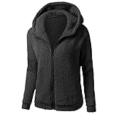 Deloito Winterjacke Damen Plüschjacke Reißverschluss Jacke Einfarbig Teddy Fleece Hoodie Mantel Frauen Plüschmantel Herbst Winter Strickjacke Plüsch Outwear Casual Warme Übergangsjack