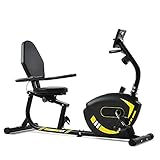 Heimtrainer,Liegeergometer mit 8 Widerstandsstufen,Verstellbarer Sitz,Handpulssensoren,Benutzergewicht bis 120kg (Yellow)