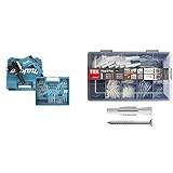 Makita Schlagbohrmaschine im Koffer, 710 W inklusiv 74 teilig Zubehör & TOX Sortimentskoffer Plug und Play, 320 tlg. mit Allzweckdübel Trika 5x31 mm, 6x36 mm, 8x51 mm + perfekt abgestimmte Schraub