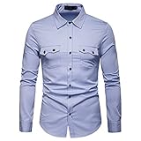 SJLMP Einfarbiges Herrenhemd Slim Fit Easy Iron Geeignet für Anzüge Business Hochzeiten Freizeit Herren Langarmhemden Lang