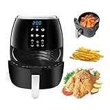 Heißluftfritteuse, 5.5L Airfryer XXL Frittieren ohne Fett,ohne Öl , Multifunktions Heissluftfritteuse, mit 6 Programmen, Gesund ohne Öl Frittieren Heißluftfritteuse Air Fry