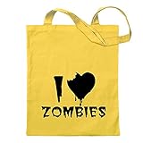 Kiwistar I Love Zombies Tragetasche Baumwolltasche Stoffbeutel Umhängetasche Langer Henk