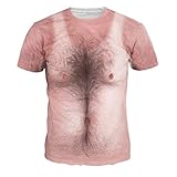 Yowablo Herren T Shirt, Lustig 3D Muskel Print Gedruckt Kurze Pullover Tops Slim Fit Sport (3XL,1Braun)