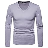 Base Shirt Herren Modern Urban Klassisch Mode Rundhals Einfarbig Herren T-Shirt Herbst Winter Plus Samt Slim Fit Männer Langarm Täglich Komfortabel All-Match Warm Herren S