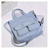 Tderloi Canvas Tasche Neue Canvas Casual Multi-Pocket-Schulter-Taschen-Tasche einzelne Messenger-Crossbody-Taschen große Kapazität Frauen Tasche Geldbörsen und Handtaschen (Color : Blue)