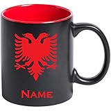 aina Tasse Kaffeetasse Albanien Albania Flagge mit Namen Bedruck
