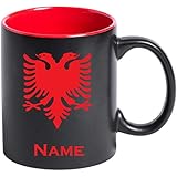 aina Tasse Kaffeetasse Albanien Albania Flagge mit Namen Bedruck