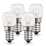 4X E14 25W Backofenlampe, Techgomade Ofen Glühbirnen, Kleine Edison Screw Base, Wolframlicht, 200LM, 2700K Warmweiß, 360 Grad Abstrahlwinkel, Bis 300°C Hitzebeständiges, Dimmb