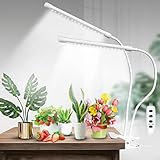 Pflanzenlampe LED Vollspektrum, 40W Grow Lampe 96 LEDs 2 Heads Pflanzenleuchte Wachsen licht mit Timing Funktion, 10 Helligkeitsstufen, 3 Modi Wachstumslampe mit 3/9/12H Timer für Gartenarbeit B