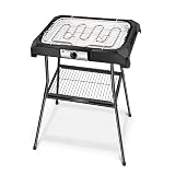 Elektrogrill Tischgrill und Standgrill 2in1 für BBQ, Aigostar Grill mit Große Grillfläche für Balkon und Küche 2000W, Rauchfreier Tragbarer Grill Elektrisch, inkl Fettauffangschale, Schw