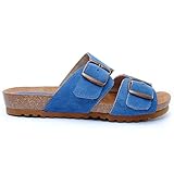 PURAPIEL - BioBUCKLE / 70194 / Leder-Sandalen mit Gel-Einlegesohle, Blau, blau, 38 EU