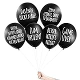 Pechkeks Anti-Party-Ballons, schwarze Luftballons mit schrägen Sprüchen, Bis zum bitteren Ende-Set, schw
