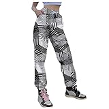 Jogginghose Damen Lang Freizeithosen Klassisch Karierte Nähte/Weihnachtsdruck Lässige Loose Sweathose mit Taschen Kordelzug Trainingshose Sporthose Casual Gym Sweatp