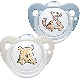 NUK Trendline Schnuller | 0-6 Monate | BPA-freier Schnuller aus Silikon | Disney Winnie Puuh | Blau (Junge) | 2 Stück