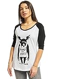 MERCHCODE Damen Ladies Banksy Ape Raglan Tee T-Shirt, Wht/Blk, XL