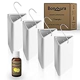 BonAura® TRIANGEL Luftbefeuchter Heizung Set aus Keramik - 4 Stück Heizkörper Verdunster mit Haken - Wasserverdunster dreieckig zum Aufhängen - 4 x 200