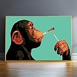 YL–wall art Wanddekoration 50x70cm ohne Rahmen Cartoon Rauchen Orang-Utan AFFE Malerei Poster und Drucke Wandkunst Bilder Wohnzimmer Wohnk