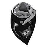 MEITING Damen Schal Dreieck Warmer Dreieckschal Klassischer Turban Baumwolle Schal Cartoon Drucken Casual Winterschal Frauen Elegant Herbst Halstuch Schlauchschal Weich Bequem Lieblingsschal S